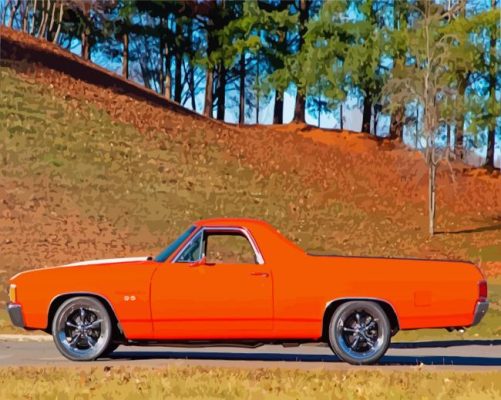 Orange Elcamino paint by numbers