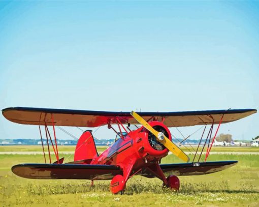 Red Bi Plane paint by numbers