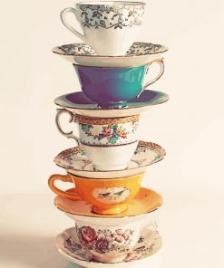 Stacked Tea Cups paint by numbers