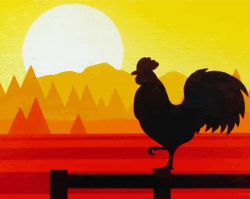 Abstract Rooster Silhouette paint by numbers