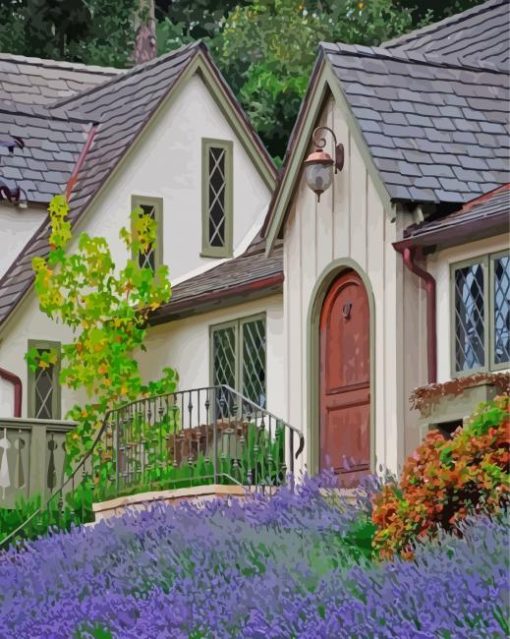 Aesthetic Cottage And Lavender paint by numbers