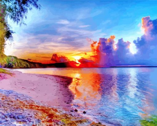 Beautiful Sunset In Guam Beach paint by numbers