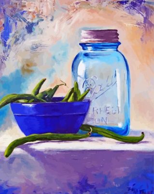 Blue Mason Jar Still Life paint by numbers