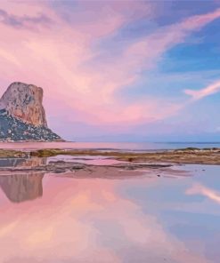 Calpe Beach With Pink Clouds paint by numbers