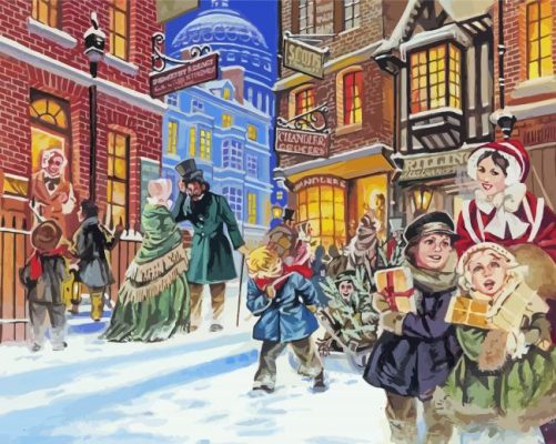 Dickensian Scene paint by numbers