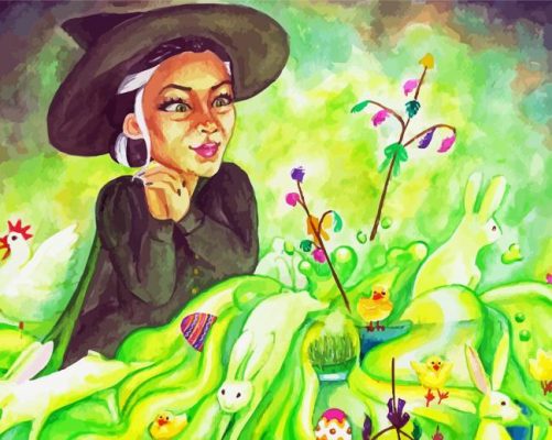 Easter Witch paint by numbers