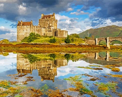 Eilean Donan Castle Water Reflection paint by numbers