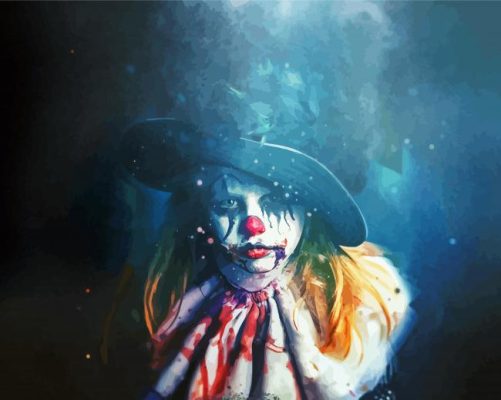 Female Clown In Hat paint by numbers