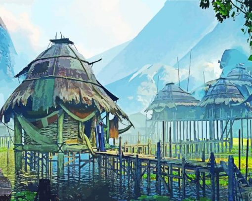 Floating Village Art paint by numbers