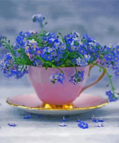 Forget Me Nots In Cup paint by numbers