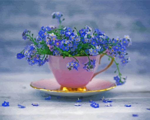 Forget Me Nots In Cup paint by numbers