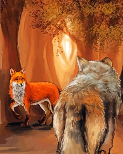 Fox And Wolf Animals Art paint by numbers