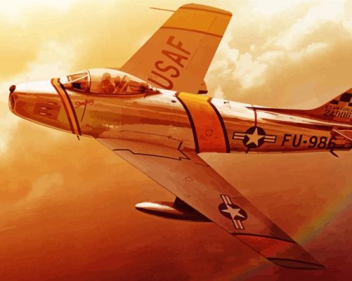 Jet Fighter F86 Sabre paint by numbers