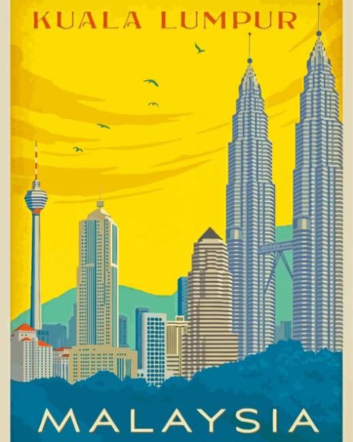 Kuala Lampur Petronas Towers Poster paint by numbers