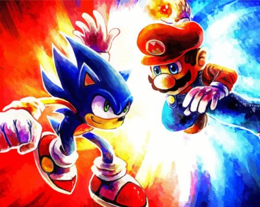 Mario And Sonic Art paint by numbers