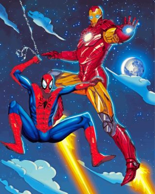 Marvel Heroes Iron Man And Spider Man paint by numbers