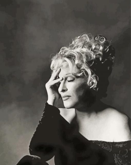Monochrome Bette Midler paint by numbers