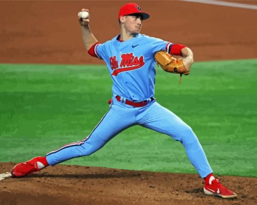 Ole Miss Rebels Baseballer paint by numbers