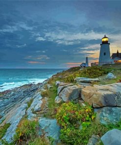 Pemaquid Point Light Bristol Maine paint by numbers