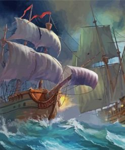Pirate Ships In Battle paint by numbers