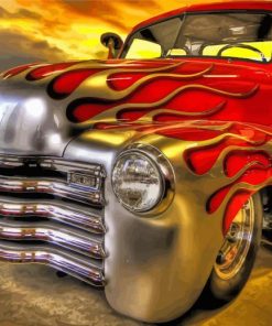 Red Hot Rod Truck paint by numbers
