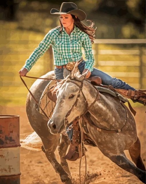 Rodeo Queen Barrel Racing paint by numbers