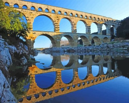 Roman Aqueduct Reflection paint by numbers