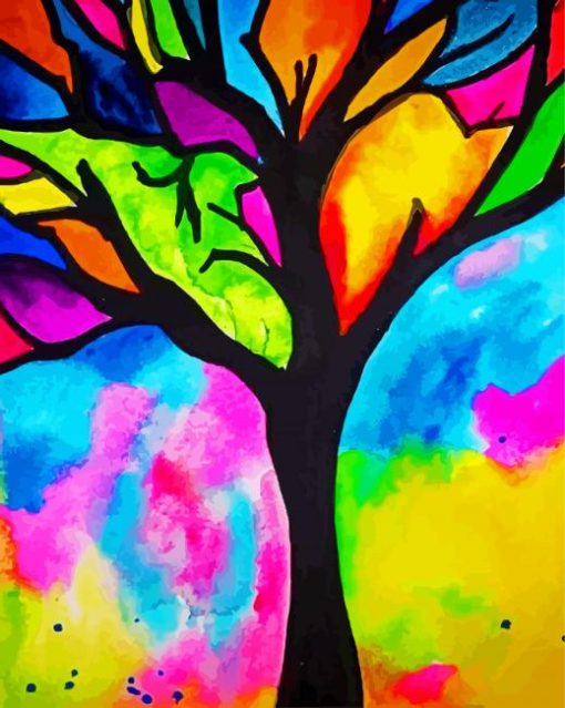 Stained Glass Tree Art paint by numbers
