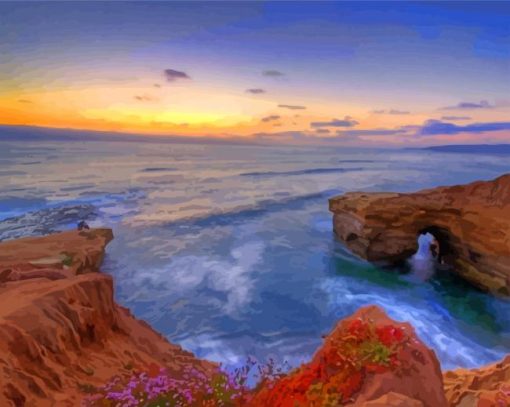 Sunset Cliffs California San Diego paint by numbers