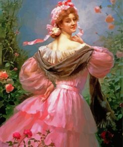 Victorian Woman In Pink paint by numbers