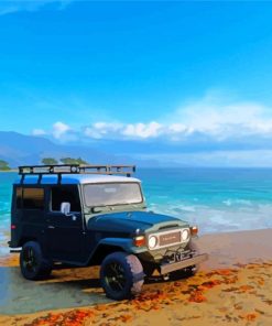 Vintage Land Cruiser On Beach paint by numbers
