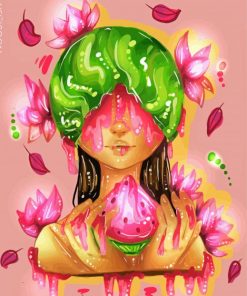 Watermelon Girl Illustration paint by numbers