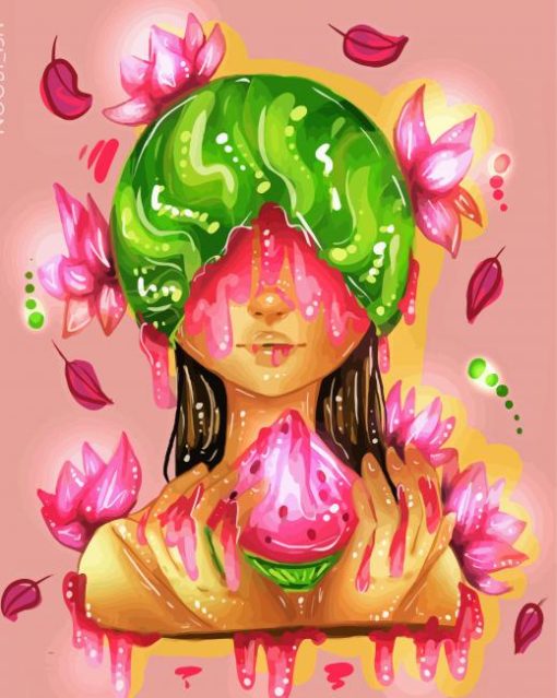 Watermelon Girl Illustration paint by numbers