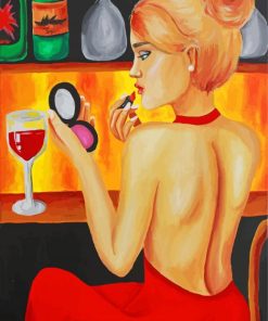 Woman Doing Makeup In A Bar paint by numbers