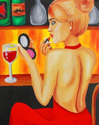 Woman Doing Makeup In A Bar paint by numbers