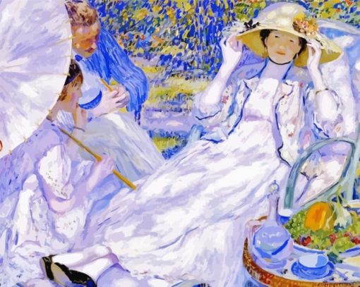Women With Parasol In Garden paint by numbers