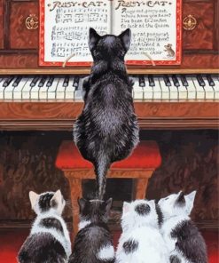 Aesthetic Cat And Piano paint by numbers