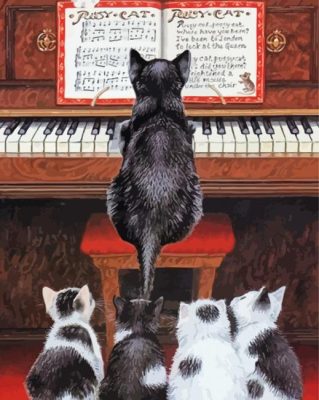 Aesthetic Cat And Piano paint by numbers