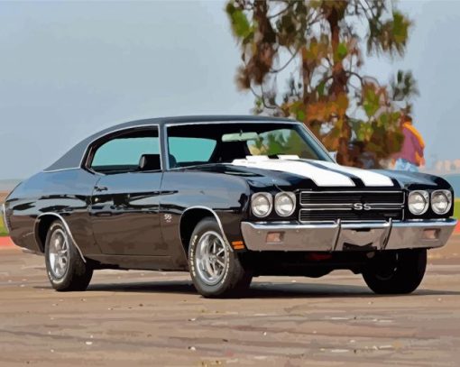 Black Chevy Chevelle paint by numbers