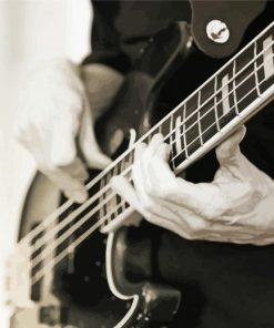 Black And White Bass Guitar Player paint by numbers