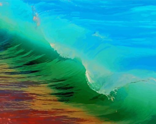 Blue Green Big Wave paint by numbers