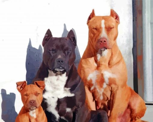 Cute Pit Bull Family paint by numbers