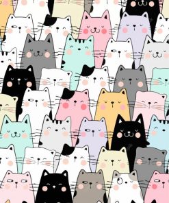 Cute Cat Pattern paint by numbers