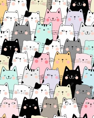 Cute Cat Pattern paint by numbers