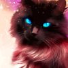 Fluffy Black Cat With Blue Eyes paint by numbers