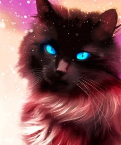 Fluffy Black Cat With Blue Eyes paint by numbers