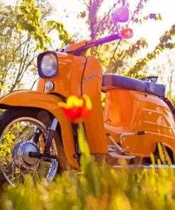 Orange Moped Motorcycle paint by numbers