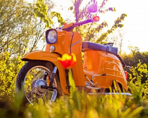 Orange Moped Motorcycle paint by numbers