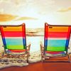 Rainbow Deck Chairs On The Beach paint by numbers