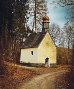 Vintage Church In The Woods paint by numbers